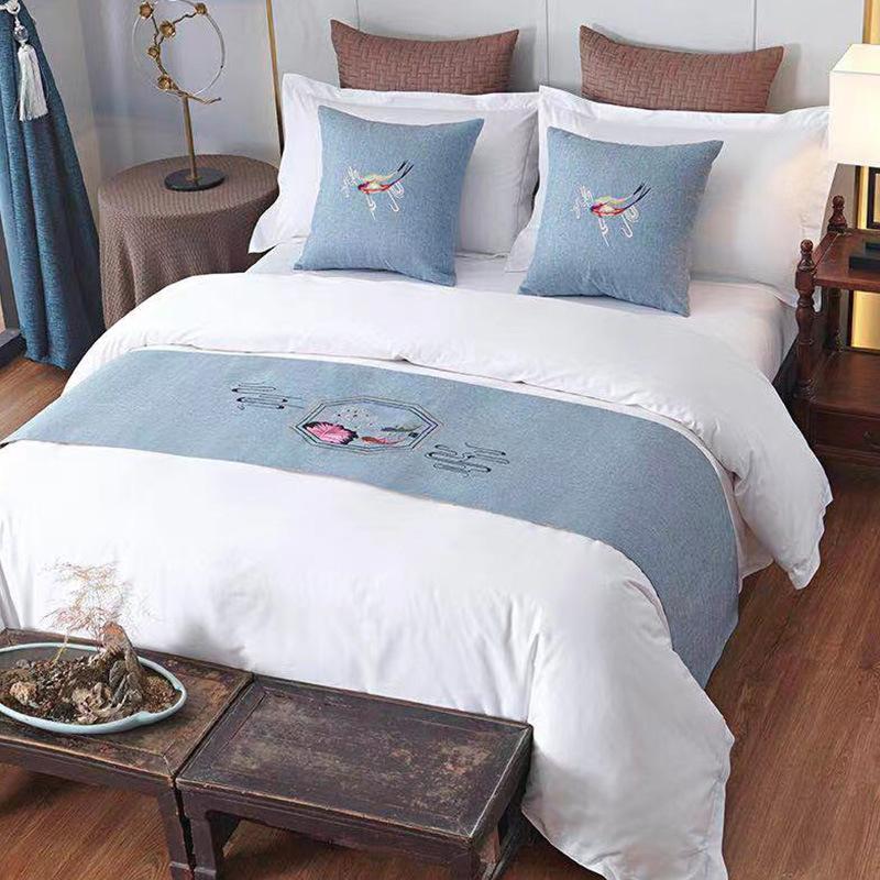 Европейский стиль бегунки роскошная вышивка кровать флаг бросить бегун свадебный номер отель украшение дома кровать хвост полотенце наволочка