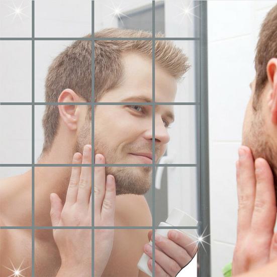 16шт квадратные самоклеящиеся зеркальные наклейки на стену диван ТВ фон декор комнаты