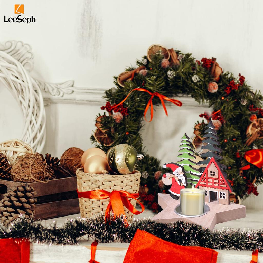 Рождественский деревянный подсвечник Leeseph, праздничный декор стола, забавные рождественские подарки, идеально подходит для украшения рождественского стола