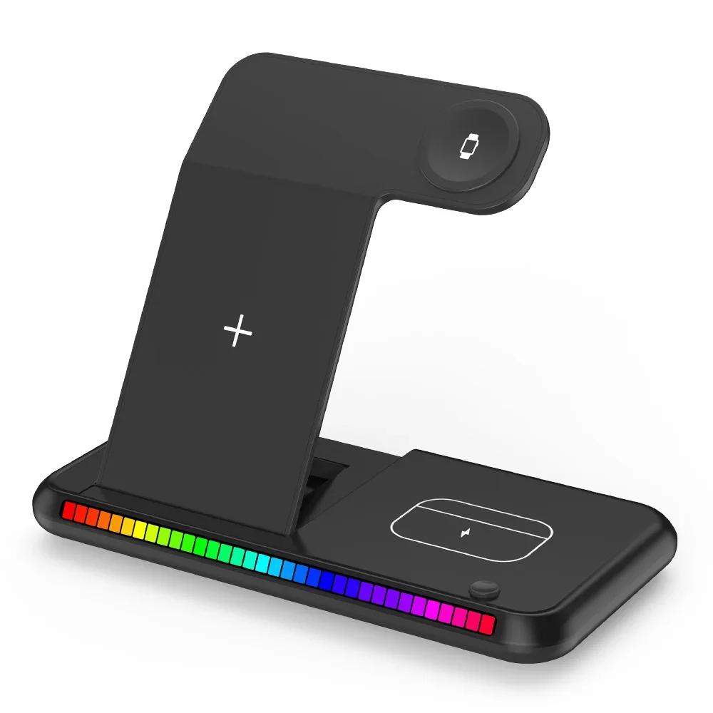 100 Вт светодиодная быстрая беспроводная зарядная подставка 3 в 1 складная зарядная станция для iPhone 15 14 13 16 Watch 9 8 7 6 5 Airpods Pro