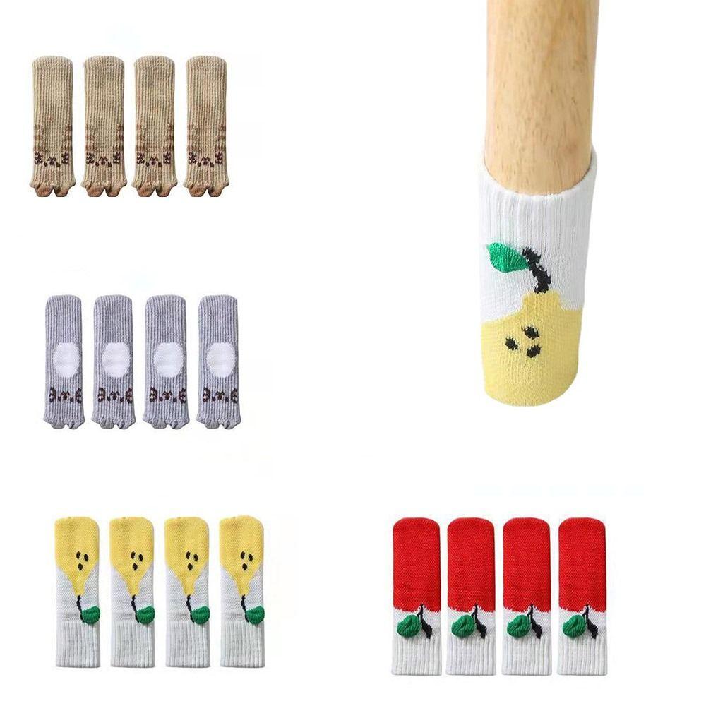 4Pcs/Set Non Slip Knitted Table Leg Cover Noise Reduction Chair Leg Protector Circumference 6-19cm