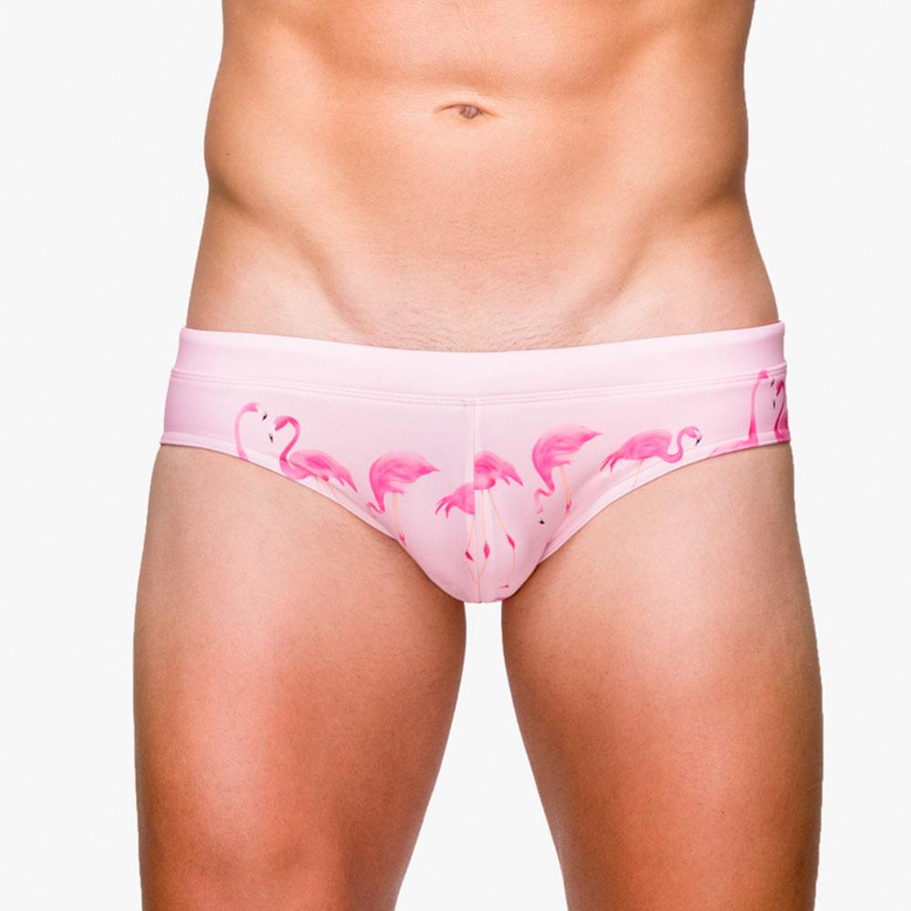 Flamingo Swim Brief Мужские сексуальные купальники Быстросохнущие купальные костюмы с подкладкой