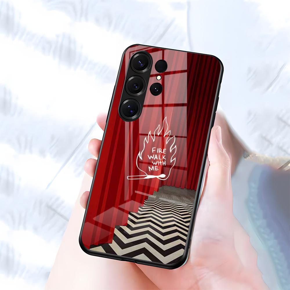 Чехол для телефона Twin Peaks для Samsung S26 S25 S24 FE S23 S22 S21 Plus S20 Ultra Note20Ultra Черная стеклянная крышка