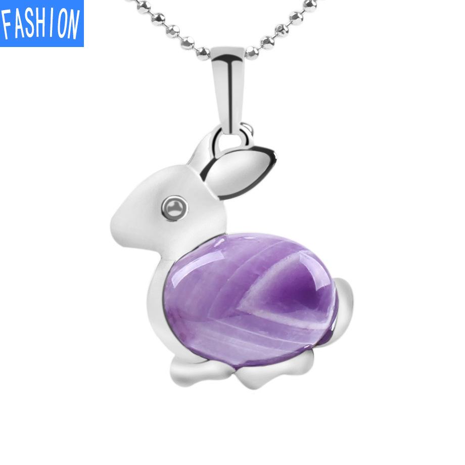 Ожерелье с подвеской из натурального камня серии Lovely Animal из натурального хрусталя и кролика