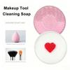 Silicone Makeup Brush Cleaning Pad with Soap – Solid 100g Shampoo Soap Brush Cleanser with Silicone Cleaning Mat, for Cleaning Makeup Sponges Brushes