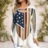 Womens Plus Size Long Sleeve Crew Neck Tee With Metal Ring Collar Accent