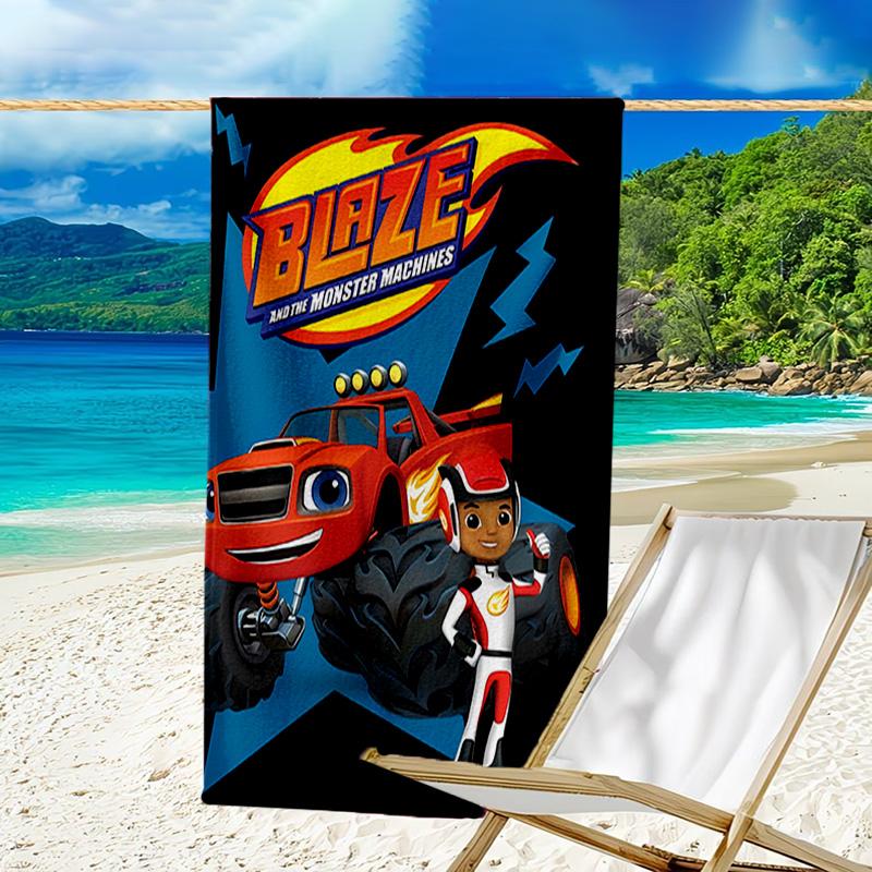 1pc Blaze and the Monster Machines (2) Beach Towel, Beach and Seaside Swimming Pool Equipment, Fashion Pattern, Rectangular, Travel Essentials