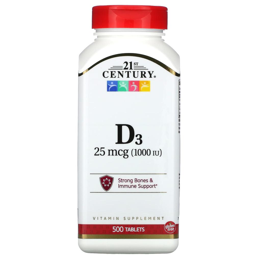 21st Century, Vitamin D3, 25Mcg(1,000Iu), 500 Tablets