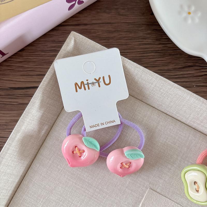 Милая мультяшная детская фруктовая эластичная резинка, летняя коса для девочек, разноцветная резинка для волос и повязка для волос, принцессина резинка для волос и аксессуар для волос