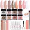 AZUREBEAUTY 30 шт. Набор для акриловой системы Dip Powder для начинающих с палочками для ногтей, нюдовые, телесные, нейтральные, розовые 8 цветов, набор dipping-жидкостей, матовый топ для нейл-арта