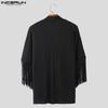 INCERUN Мужские тонкие кимоно-кардиганы с кисточками и коротким рукавом на одной пуговице
