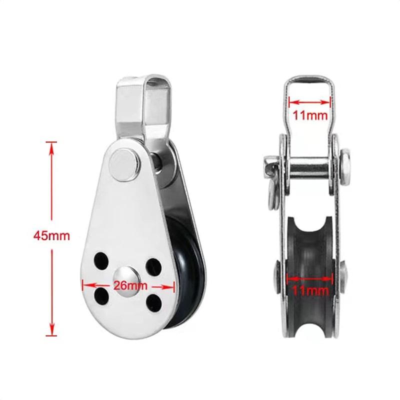 Stainless Steel Nylon Marine Pulley,Pulley Block Rope Rope Runner Kayak Pulley Single Pulley Bearing Block Rope Runner,Suitable for 0.08"to 0.32"Ropes