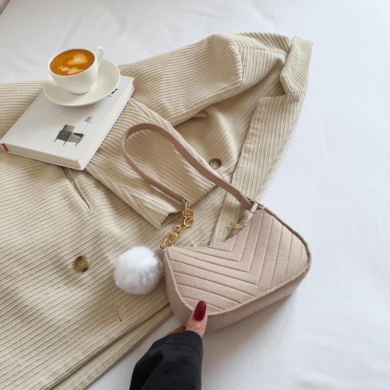1Pcs Simple Light Weigh Underarm Bags Women'S Mini Felt Shoulder Bag Ergonomic Underarm Saddlebag Purse Shoulder Pouch