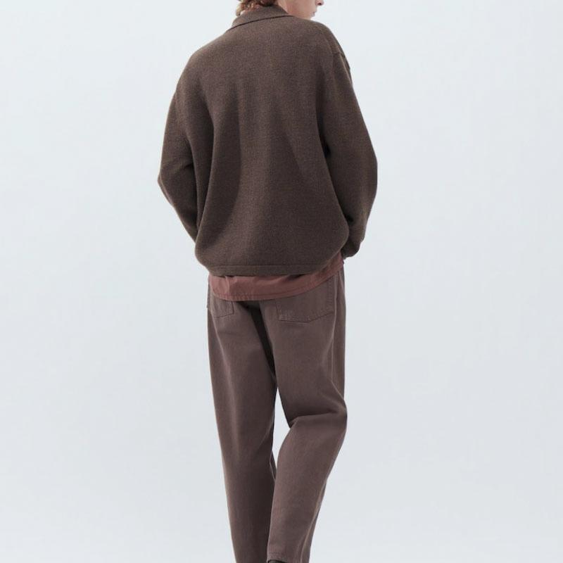 Uniqlo Серия U FW23 Однотонная Свободная Вязаная Рубашка-Куртка Унисекс Куртка Коричневый 462921-36