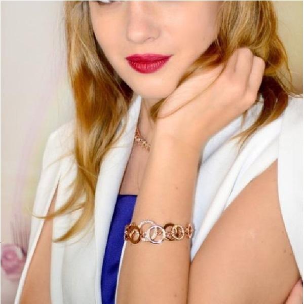 Стильный браслет из 18-каратного розового золота с кристаллами AAA для женщин и девочек