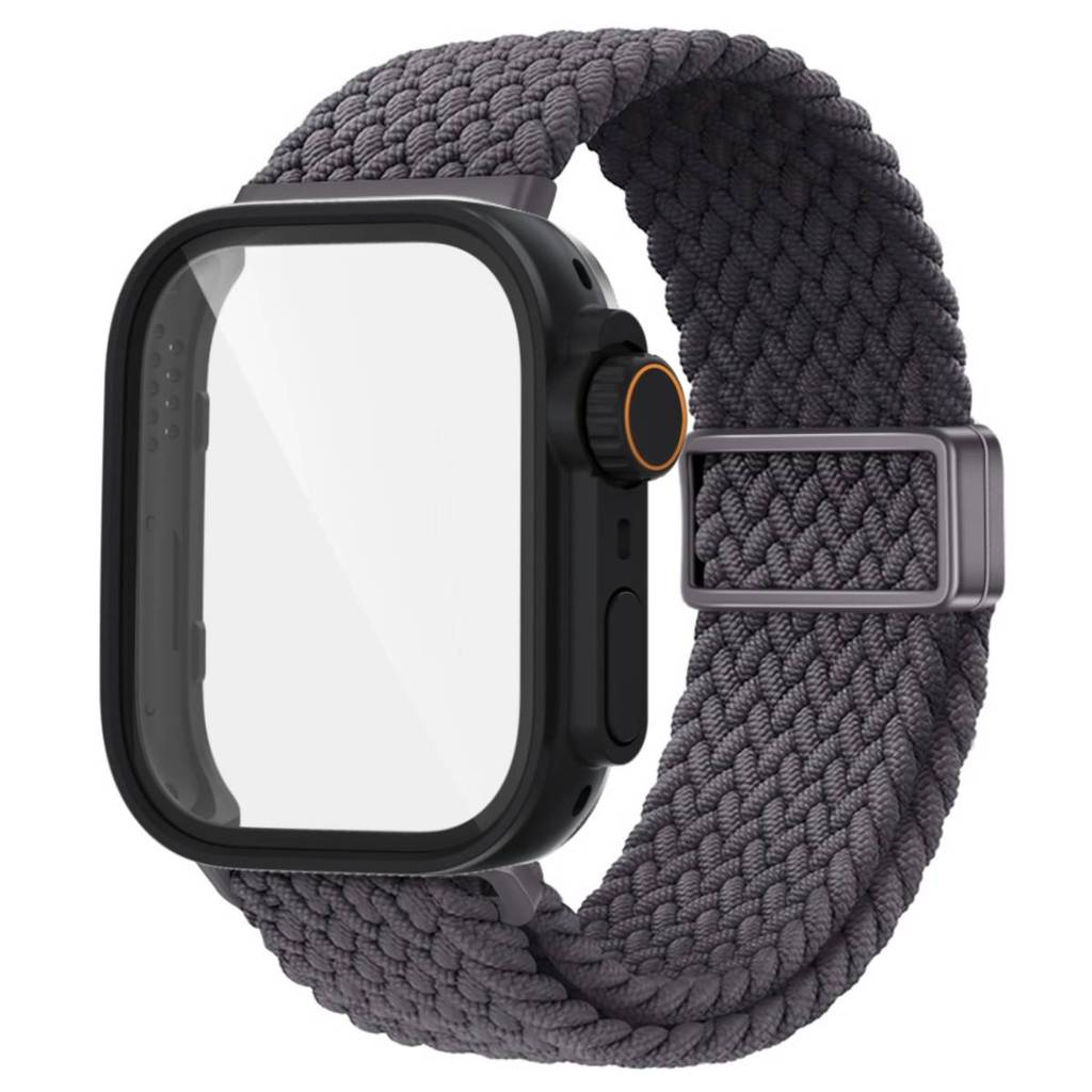 Плетеный нейлоновый ремешок + Закаленное стекло Чехол для Huawei Fit 4/ Fit4 Pro Защитная рамка для экрана Регулируемый ремешок для Huawei Fit 3