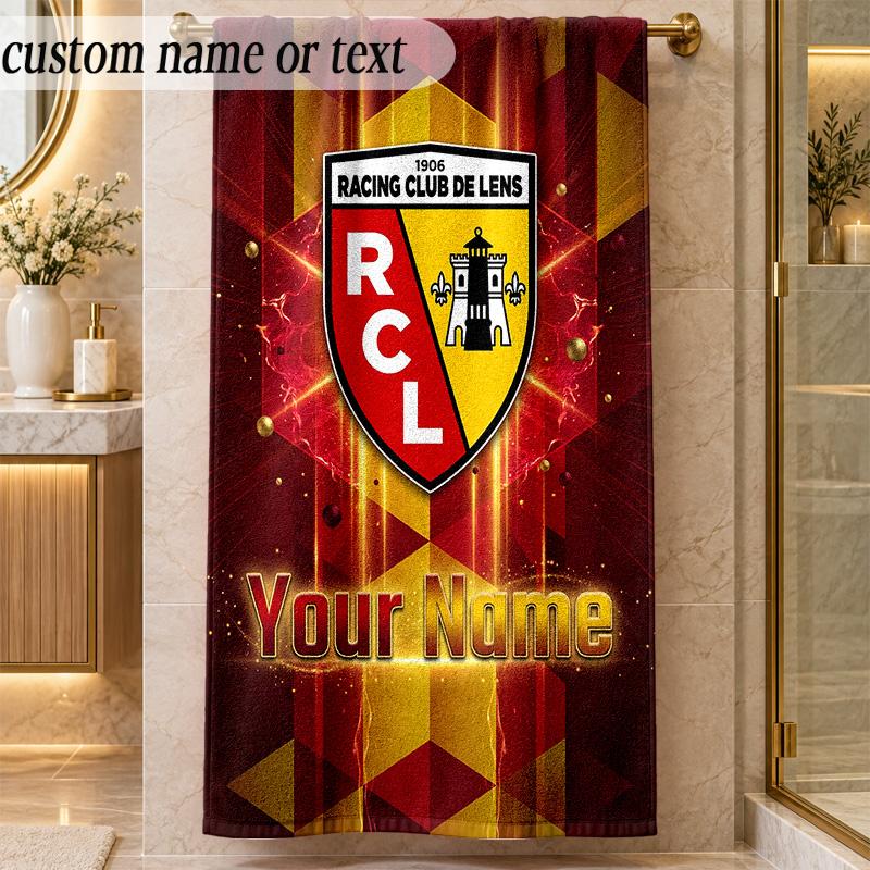 Beach Towelracing club de lens Custom Name Text Personalized Soft Towel for Beach Pool Indoor Home Decor Gift