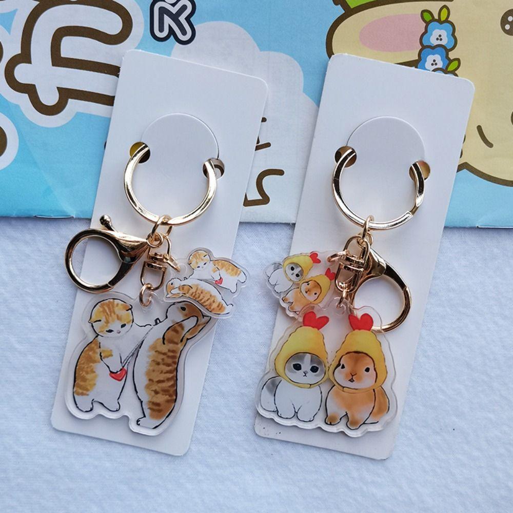 Прозрачный брелок для ключей в виде кошки, акриловый брелок в виде кошки, креативный брелок для ключей в виде собаки, подвеска на сумку