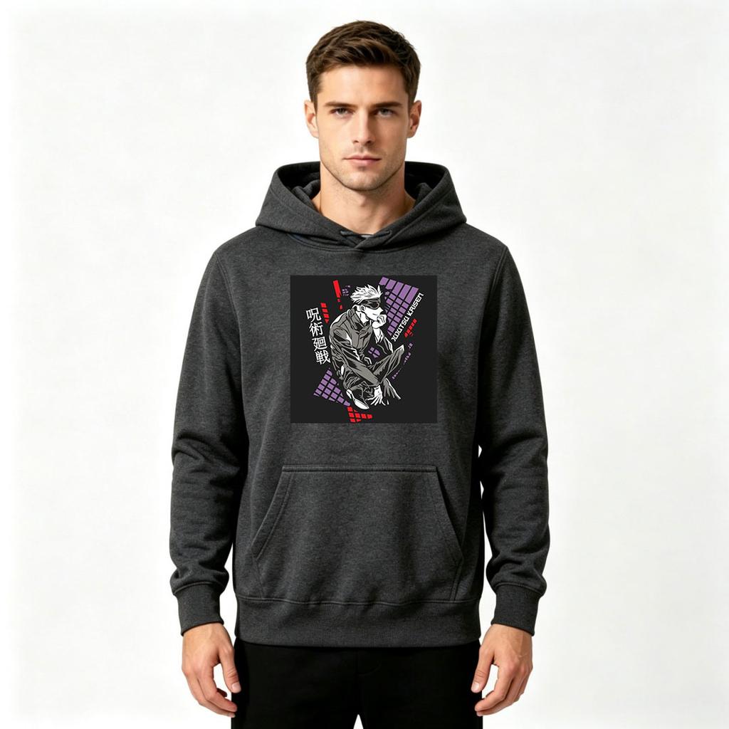 Men Jujutsu Kaisen Satoru Gojo Printed Long Sleeve Casual Pullover Hoodie Sweatshirt