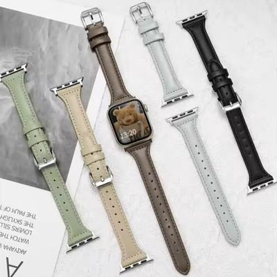 Тонкий кожаный ремешок для Apple Watch Series 11 46 мм, ремешок 42 мм, 49 мм, 44 мм, 40 мм, 41 мм, 45 мм, 38 мм, 45 мм, IWatch Ultra 2/3 S10 9 8 7 SE 6 5 4 3 2, женский браслет