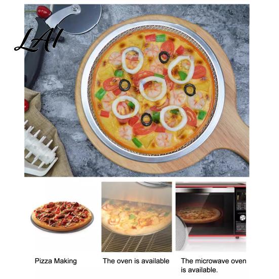 Portable Barbecue Rack Aluminum Alloy Pizza Screen Non Stick Mesh Baking Pan Equipment Round Crisper Tray for Oven Home Kitchen Restaurant
