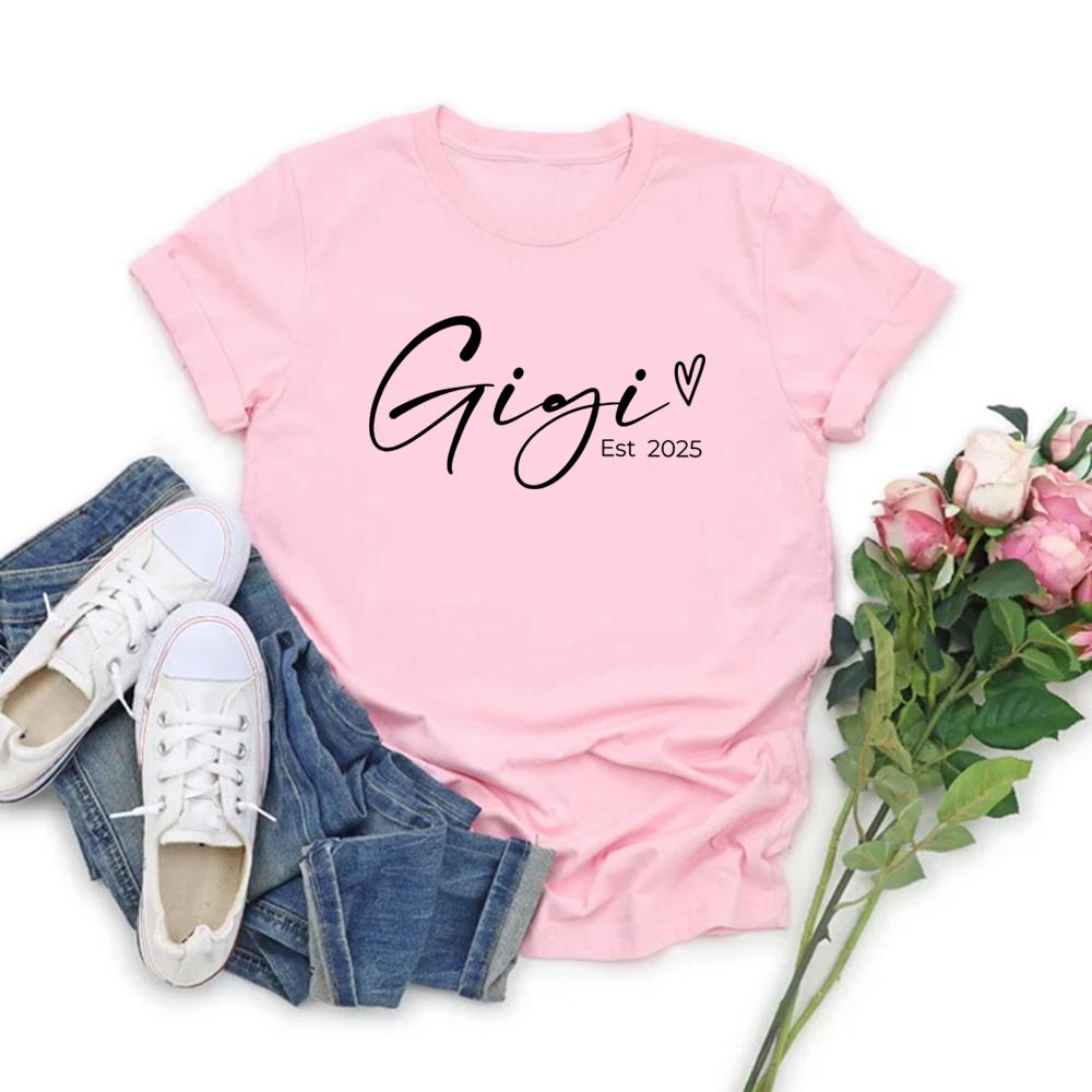 Персонализированная футболка Gigi Est Подарок на День матери Женские графические футболки Повседневная футболка с коротким рукавом Футболки для бабушек Женские топы
