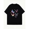 Butterfly Print T Shirt White Colorful Butterflies And Flowers Design Casual Summer Wear