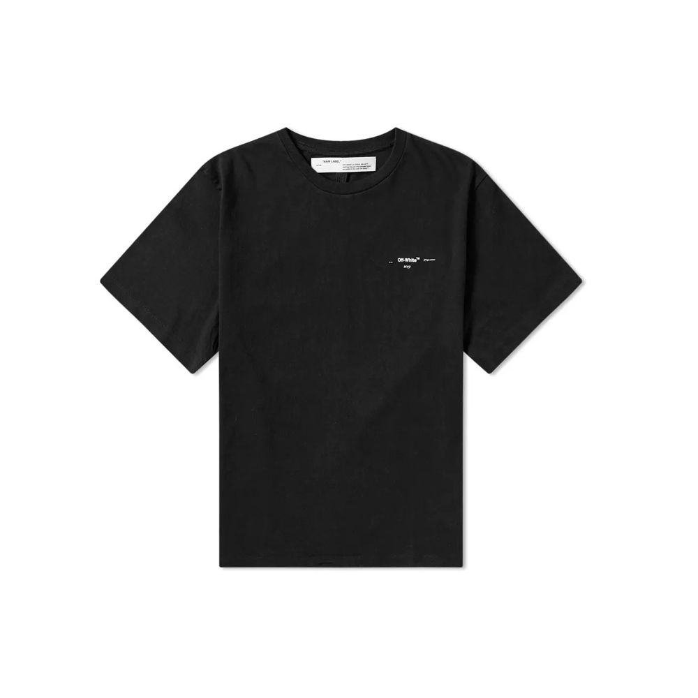 Off-White Хлопковая футболка с круглым вырезом и принтом масляной живописи большого размера, мужские топы, черный OMAA038R191850121088