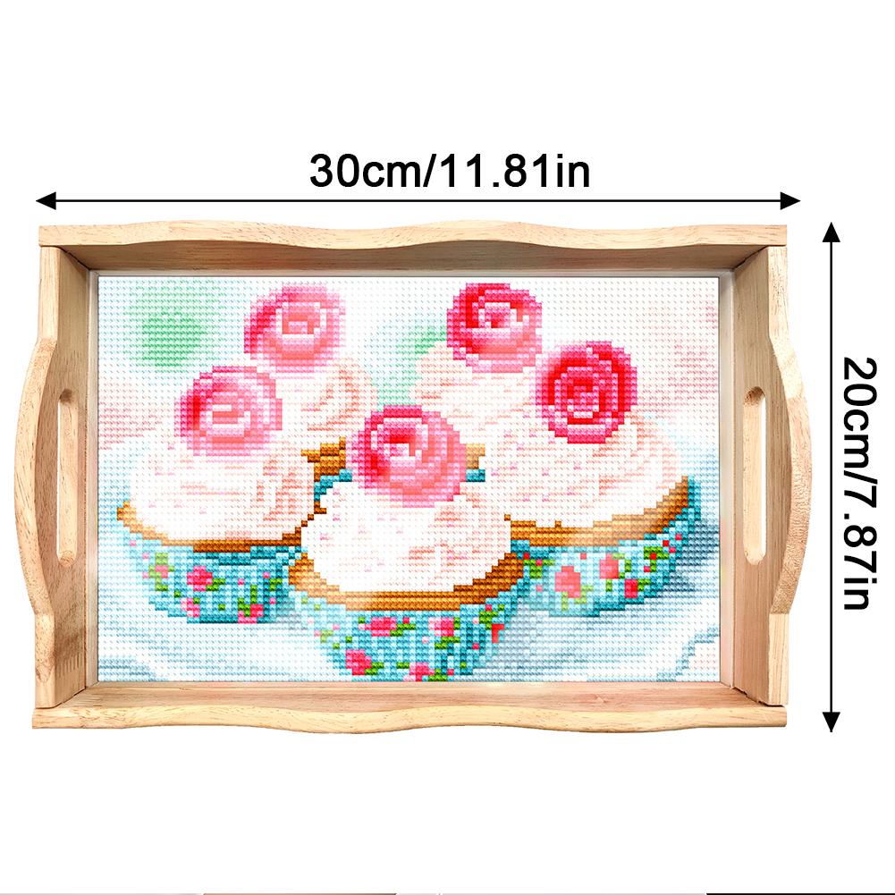 Деревянная обеденная тарелка с алмазной росписью, декоративный поднос с ручкой, алмазная мозаика, поднос для еды, столовая посуда, органайзер, домашний декор, подарок