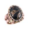 Natural Black Copper Turquoise TwoTone 925 Sterling Silver Jewelry Ring S.7 t0m92