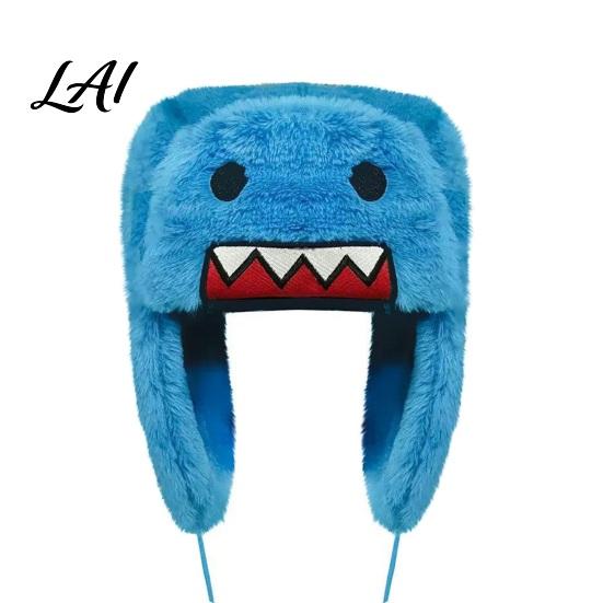 Cute Fuzzy Winter Hat Cartoon Monster Plush Trapper Hat Thick Lining And Earflap Warm Head Protection Ear Fashionable Headgear for Kids Gift