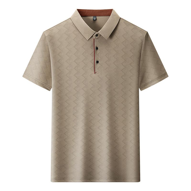 Летняя мужская повседневная рубашка поло Ice Silk с коротким рукавом, дышащая футболка с воротником