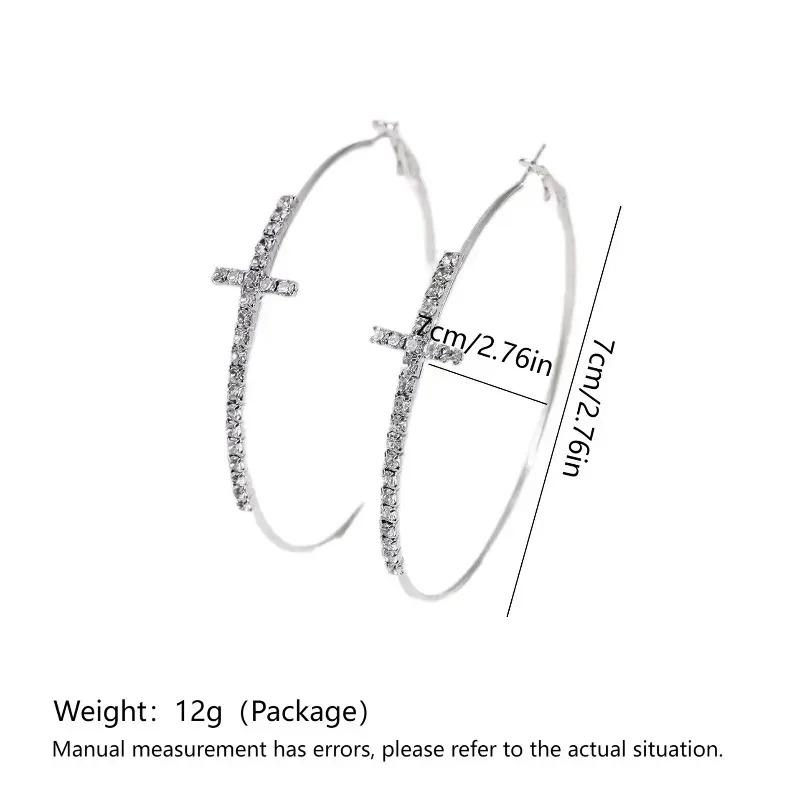 Shiny Big Circle Hoop Earrings for Women Exquisite Rhinestones Ear Buckles Earrings High-end Geometric Ear Rings Jewelry