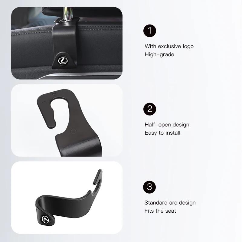 WQB1 2Pcs ABS Car Seat Back Hooks Portable Storage Holder For Lexus F SPORT ES RX NX LS UX LM LX GX LC RZ IS CT GS RC HS SC TX LBX