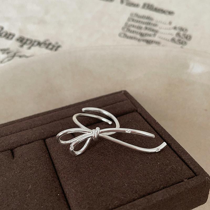 Niche Design Sense Irregular Line Bow Open Ring Women'S Personality Fashion Trend Versatile Ring Ring