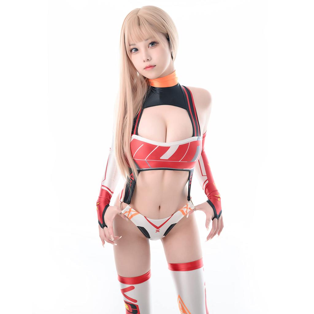 Сексуальный блестящий купальник с высокими ножками, колготки до колен, перчатки, простой костюм королевы гонок RQ, косплей, взрослый купальник, косплей, маскировка [LOST-G] для женщин (М,