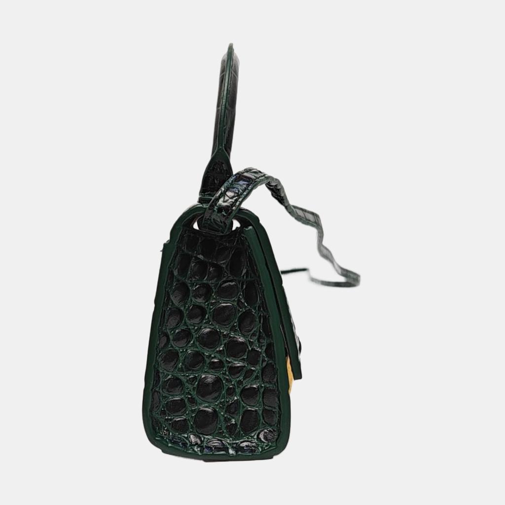 [Pre-Owned] Hourglass Top Handle Magnetic Closure Leather Mini Crossbody Bag - Excellent #LAJNX4