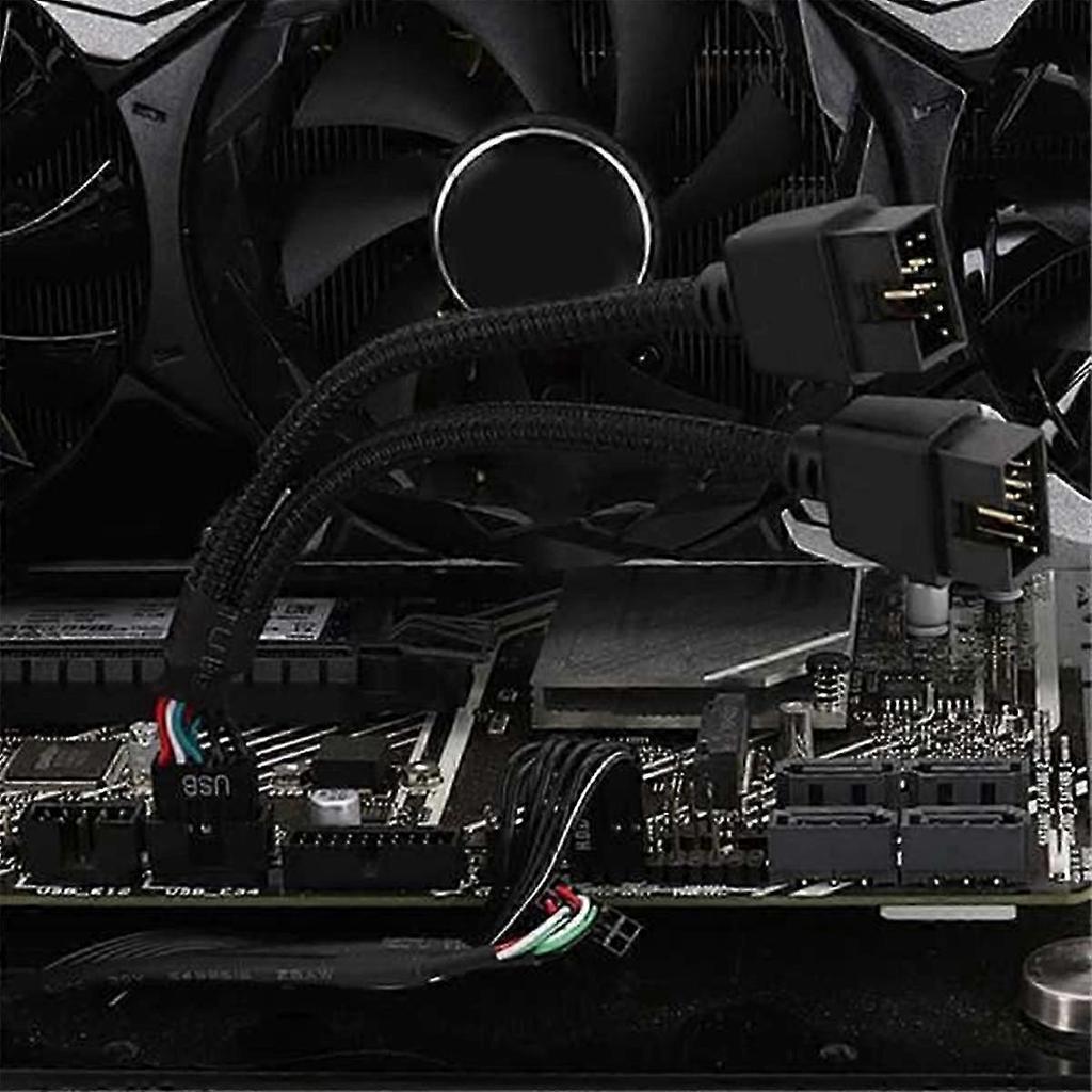 Компьютерная материнская плата USB 2.0 9-контактный на двойной 9-контактный удлинительный кабель Черный