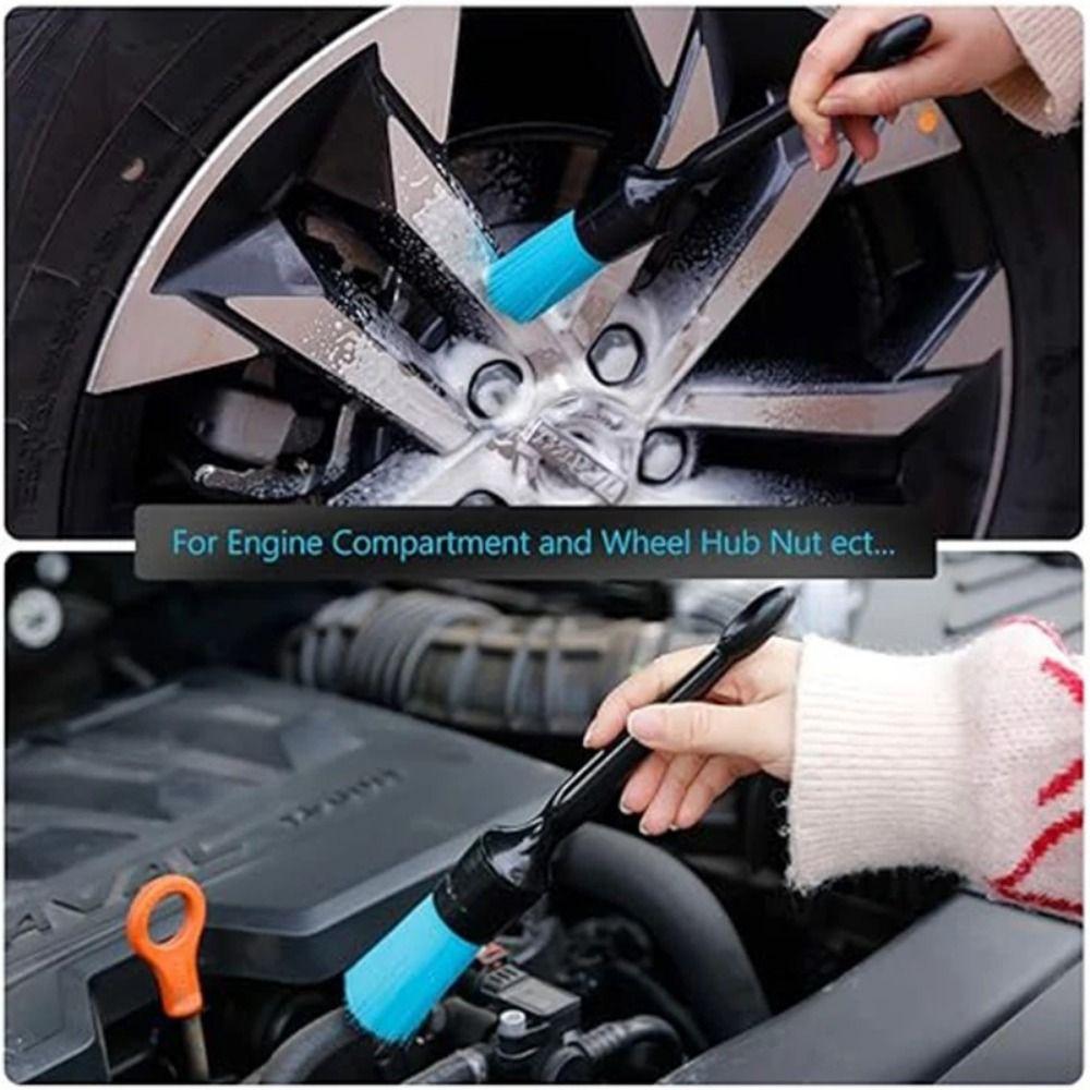 Portable Auto Detail Brush Kit Ultra- Soft Car Interior Brush Dust Remove Tools