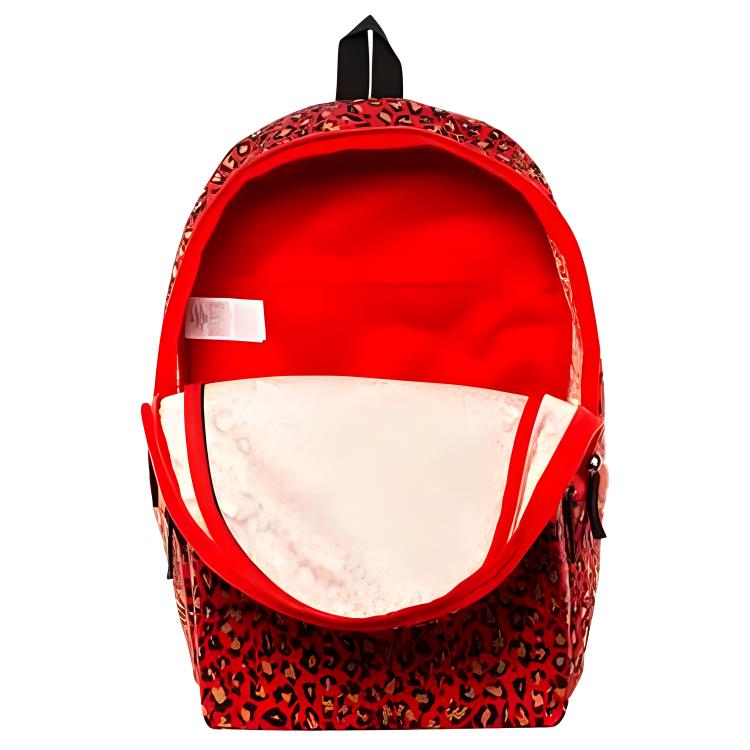 Nike Polyester Backpack Regular Unisex Red Leopard Print Casual BA5761-634