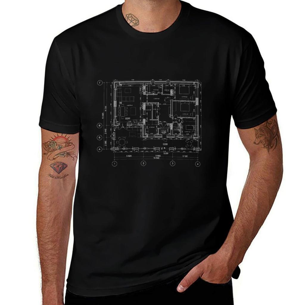 Detailed architectural private house floor plan, apartment layout, blueprint. Vector illustration T-Shirt