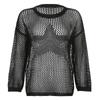 Crochet Sweater Pullovers Oversized Loose Holes Knitted Jumper Smock Y2k Harajuku Streetwear Sweater