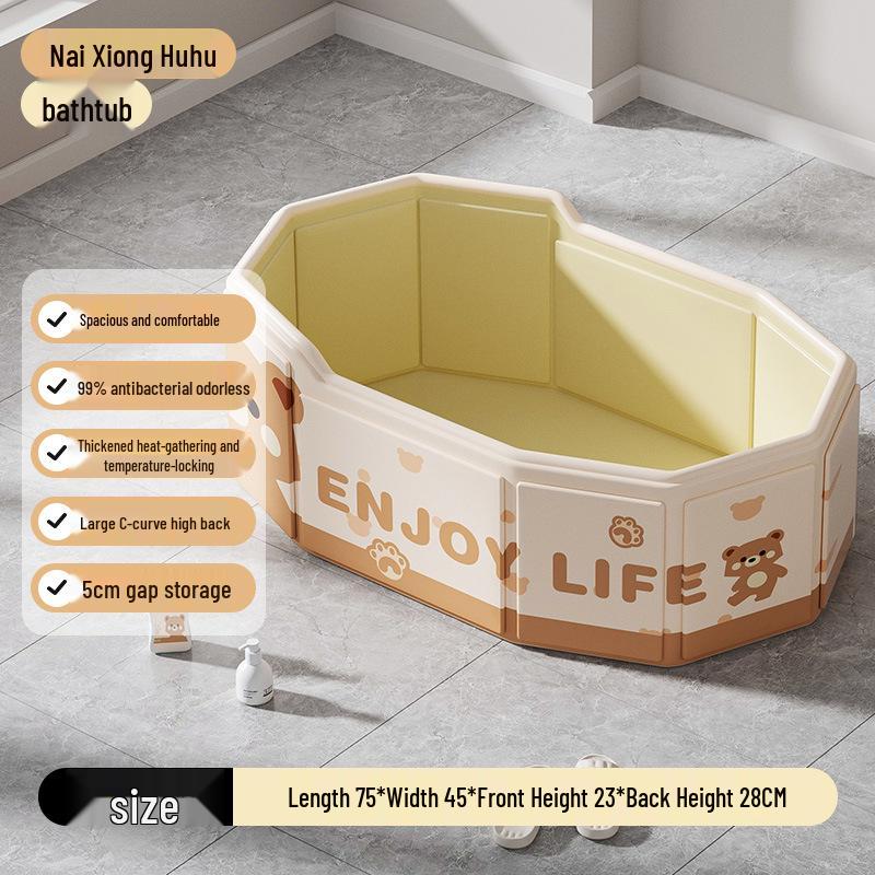 Экологичная портативная складная ванночка для купания младенцев: Толстый, утепленный, большой дизайн для сидения и лежания с быстрым открытием, не требует установки, с мультяшным рисунком.