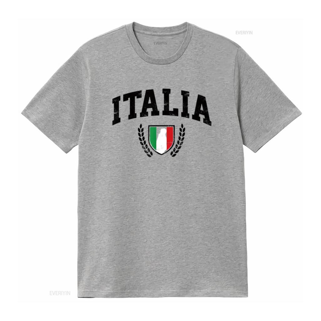 Мужская футболка Italia Vintage Спортивный дизайн Флаг Италии Щит Путешествия Белая Большой размер винтажная Стирка Дышащая Повседневная