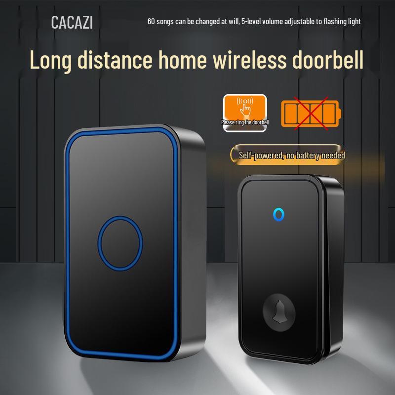Battery-Free Wireless Doorbell with Long-Range Remote Control, One-to-Two Feature, Ideal for Elderly Users.
