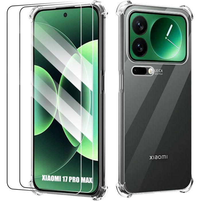Coque Silicone pour Xiaomi 17 Pro Max, Antichoc Anti-Rayures Coins Renforcés - 2 Verres Trempés