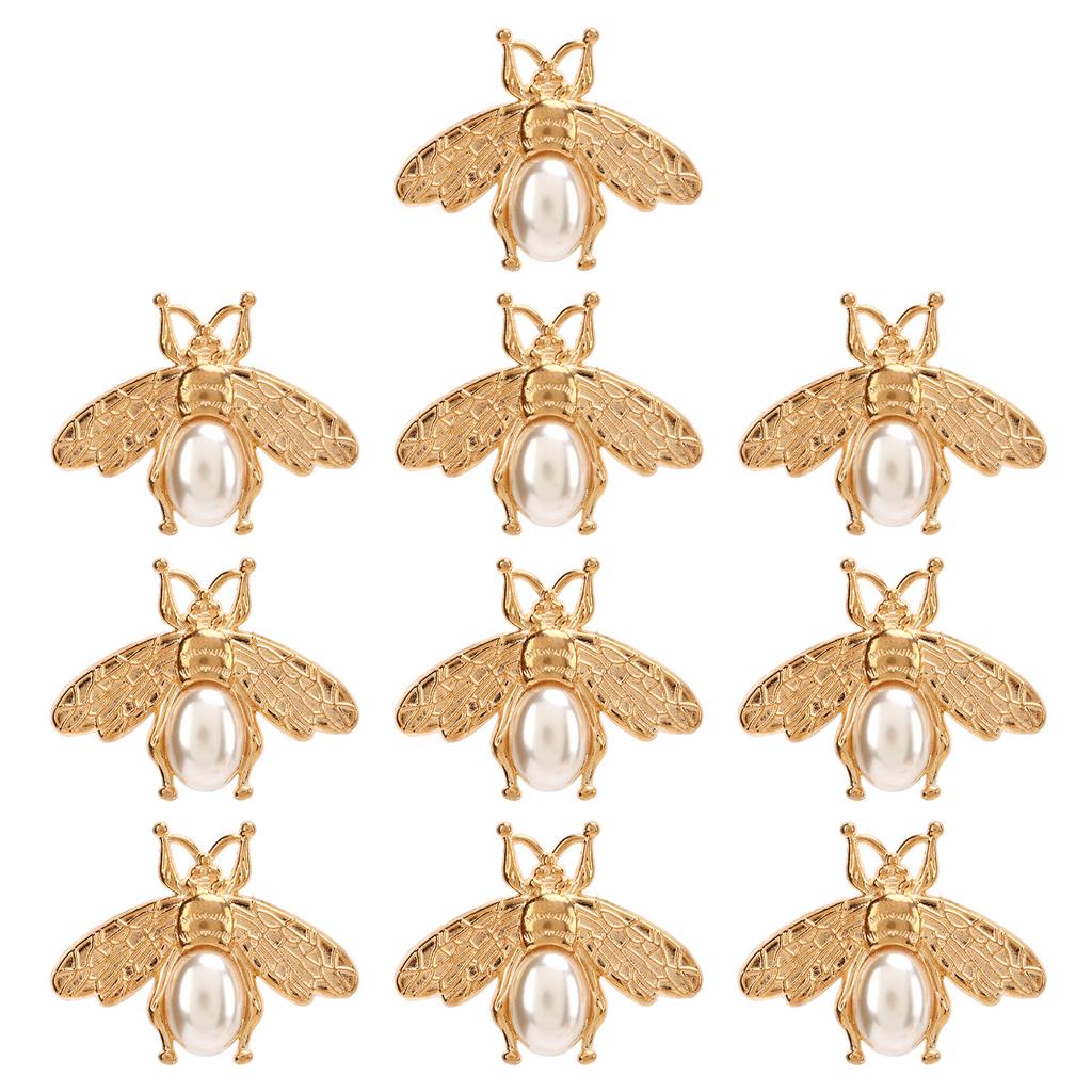 10 Pcs Bee Shape Clasp Turn Lock Light Gold Pearl Bee Shape Twist Lock Buckle For Purse Handbag