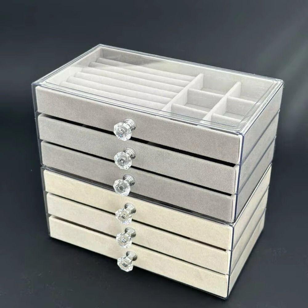 3-Layer Flannel Jewelry Box High-Capacity Earrings Necklaces Storage Jewelry Organization