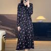 Платье средней длины с цветочным принтом, женское, весна-лето, новое, с воротником поло, длинными рукавами, темпераментное, французского темперамента, длинное
