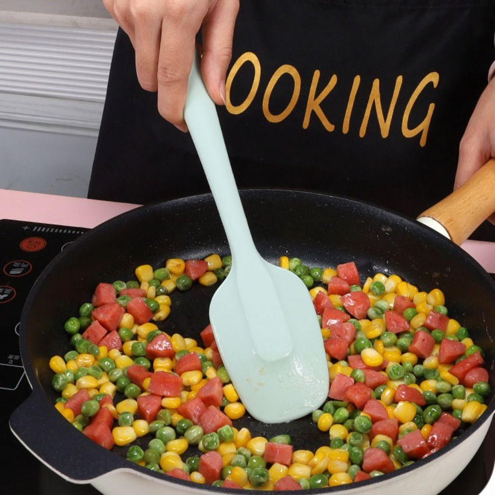 6PCS/SET Heat-resistant Silicone Spatula Set Food Grade Anti-scalding Cooking Mixing Spatula Non-stick Thickened Cream Scraper